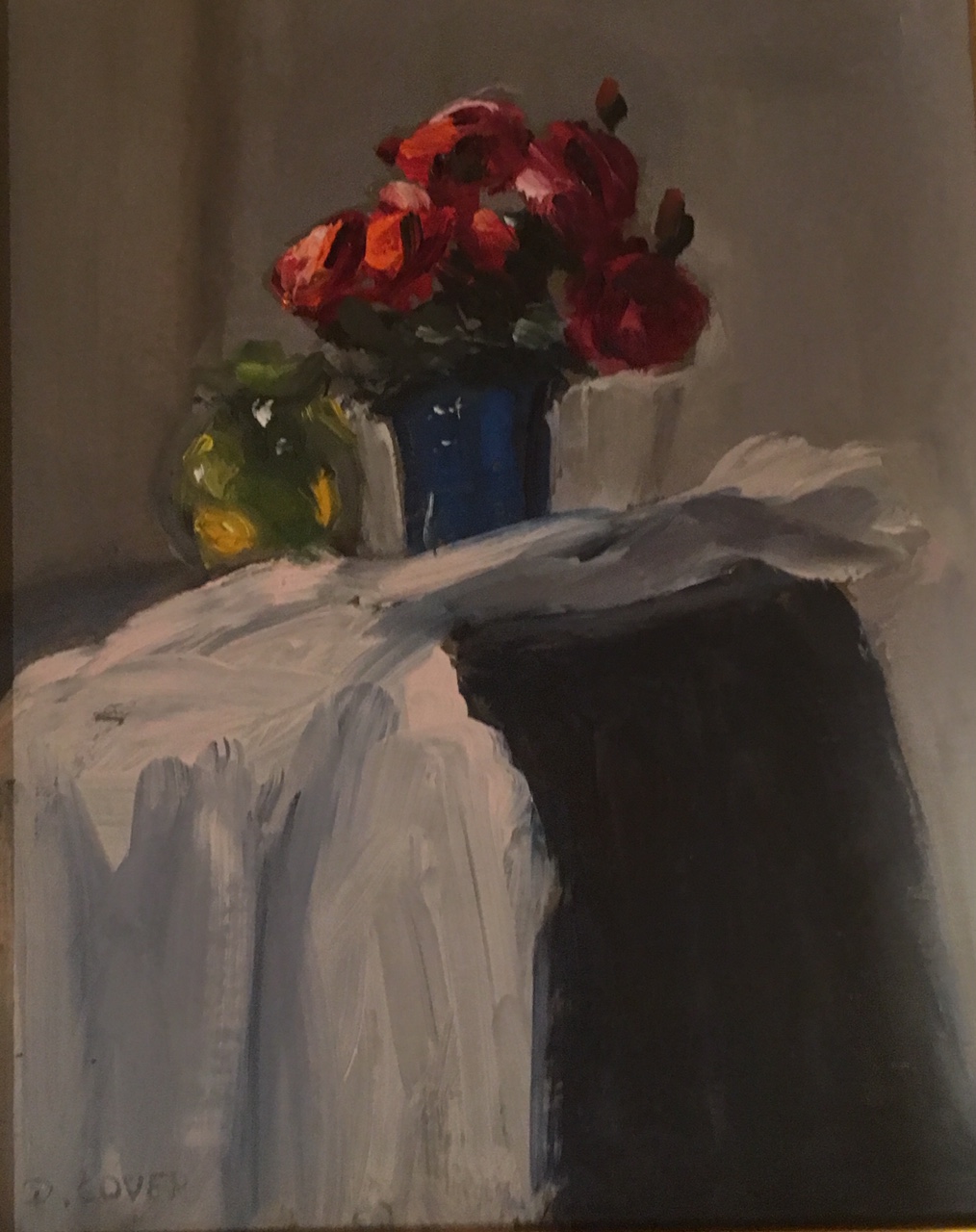 Red Flowers on a Slanted Table